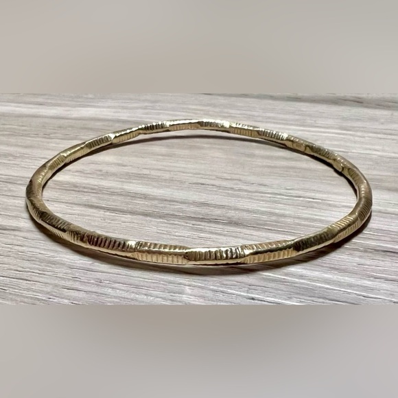 Vintage 10K Gold Over Sterling Silver Bangle Bracelet, 8-8.75", 4.6g - Picture 1 of 5